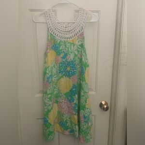 Lilly Pulitzer large floppy dress with flowers and lace neck